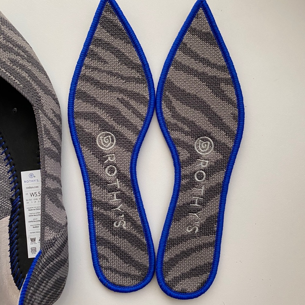 Rothy’s Grey Zebra Print ballet Flats - Picture 8 of 11